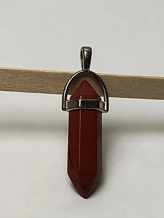 Red Double-Pointed Crystal Pendant Necklace Charm - Picture 4 of 4